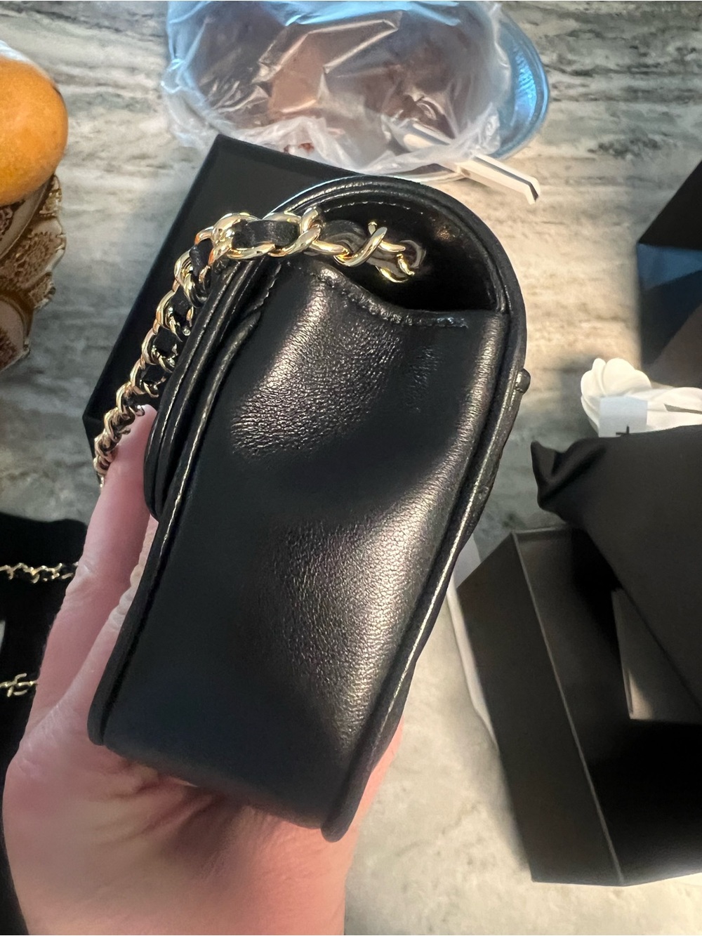 CHANEL Black Quilted Lambskin Crossbody with Gold Hardware - Picture 4 of 7